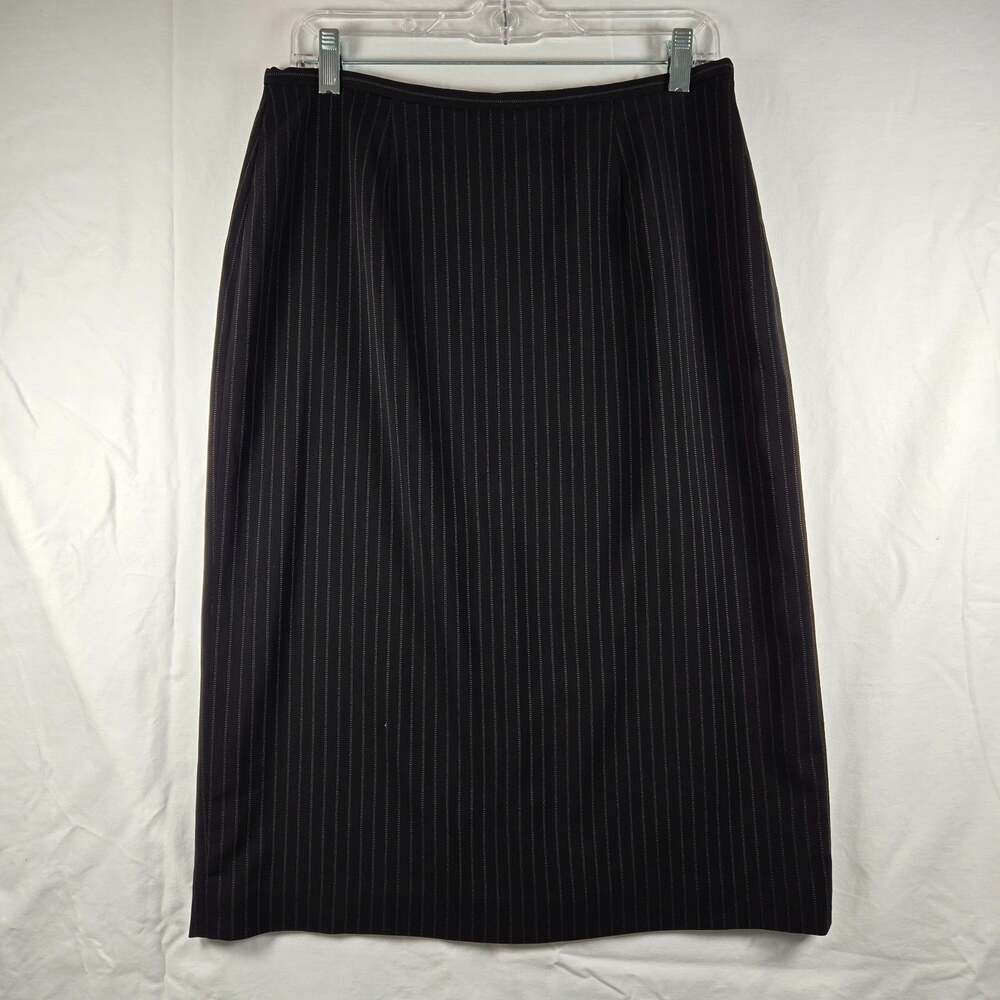 East 5th Business Skirt Black Pinstripe Womens Size 10T Lined Career Knee Length
